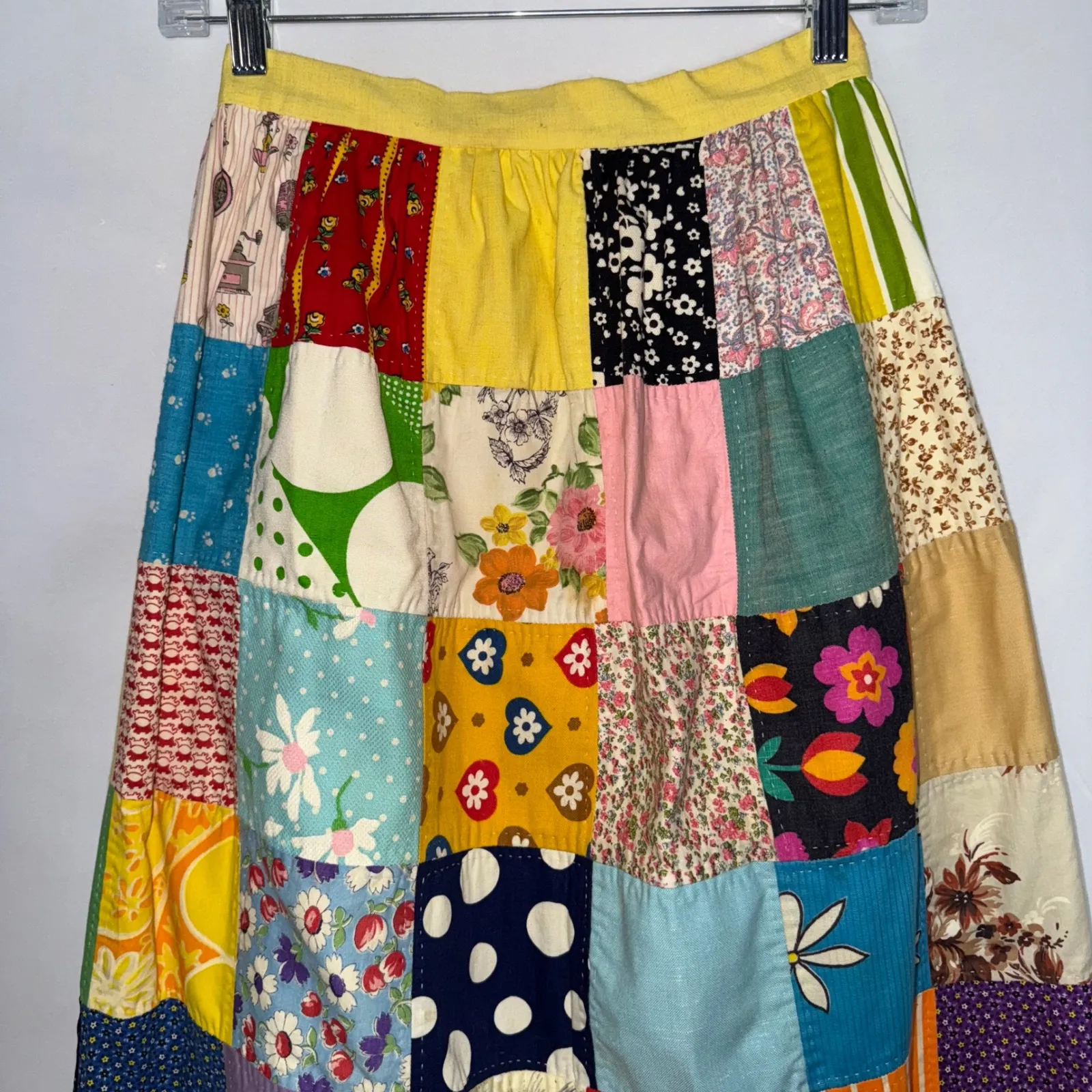 Vintage 1970s Handmade Patchwork Maxi Skirt XS Prairie Milkmaid Cottagecore - Image 2