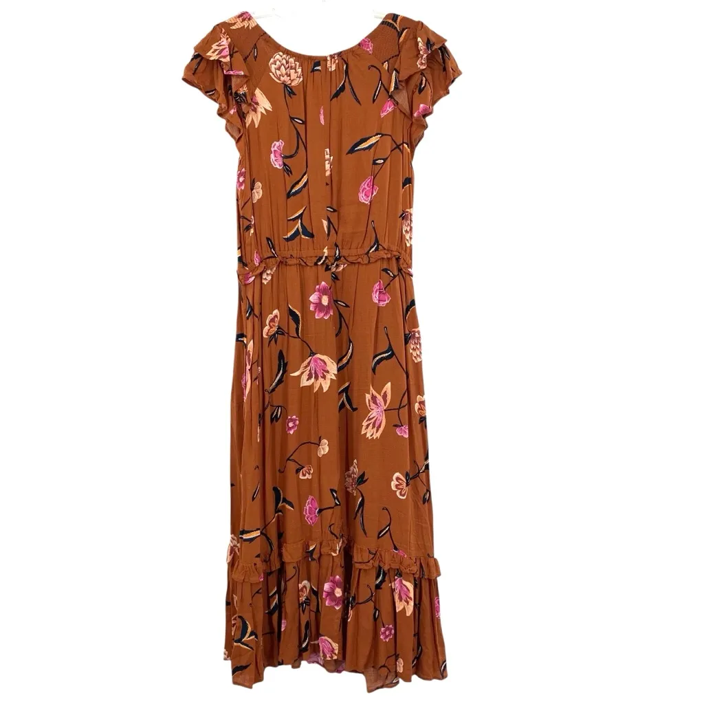 Universal Thread Burnt Orange Floral Ruffle Prairie Maxi Dress - Image 7