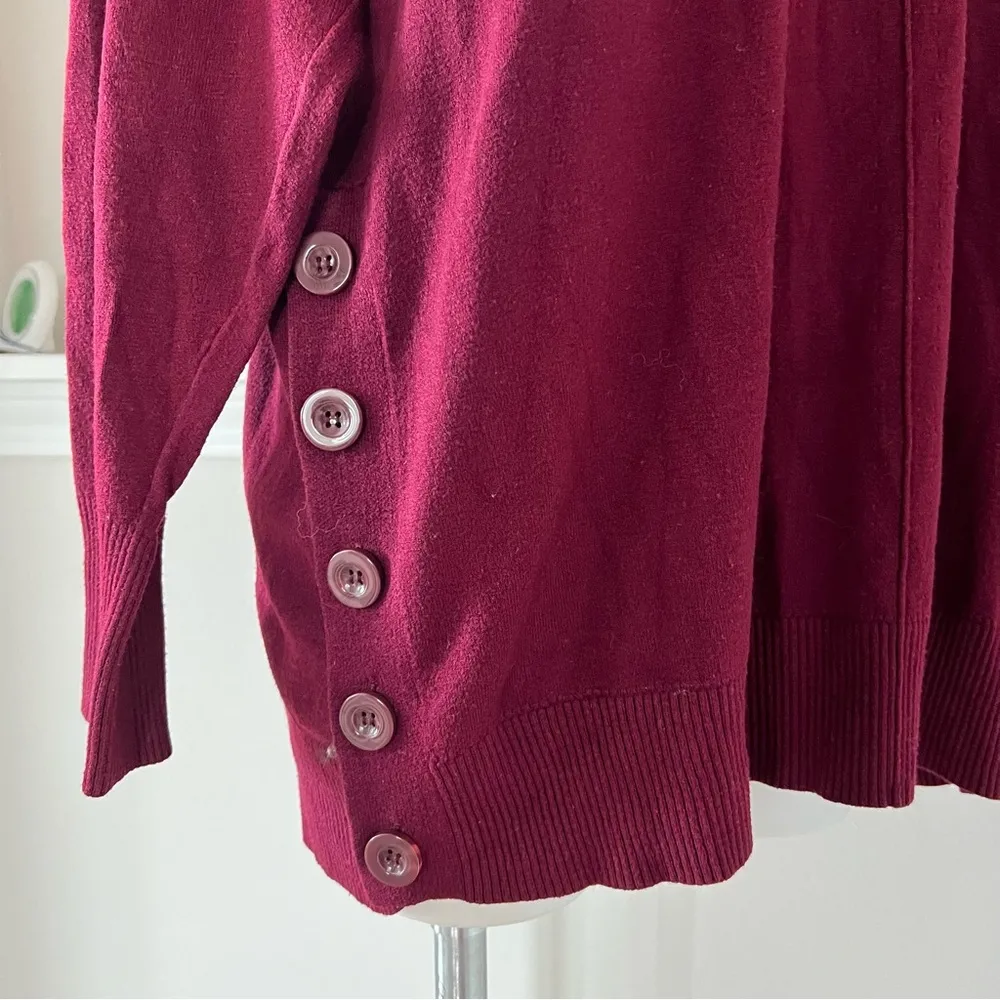 Cynthia Rowley Cowlneck Pullover Sweater in Burgundy Plus Size 1X - Image 7