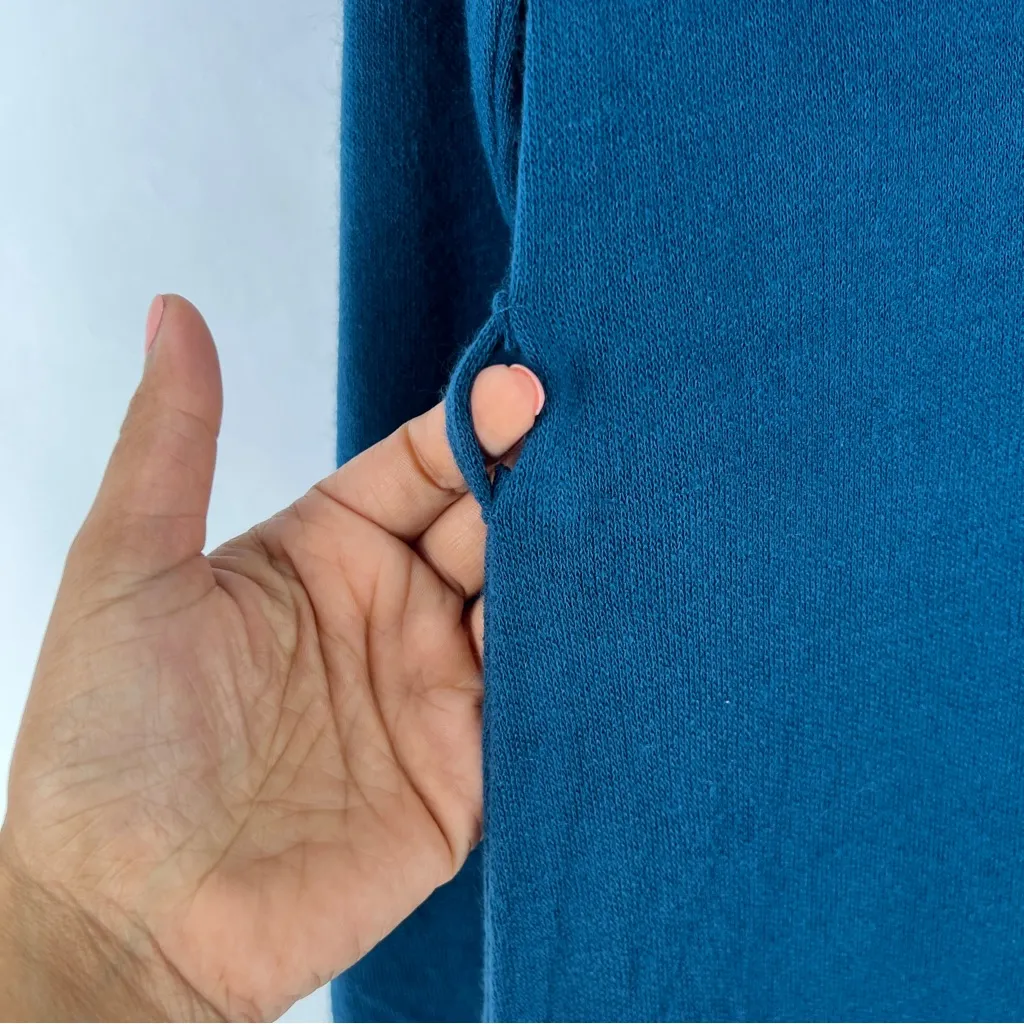 She‎ + Sky Soft Knit Button Front A-Line Dress Roll Tab Long Sleeve Split Neck - Image 4