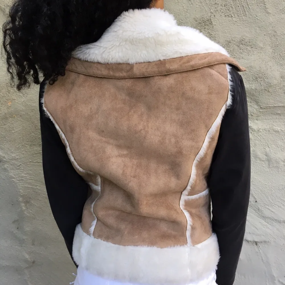 Fur trimmed vest, fur trimmed coat fur lined vest fur lined coat, shearling vest - Image 2