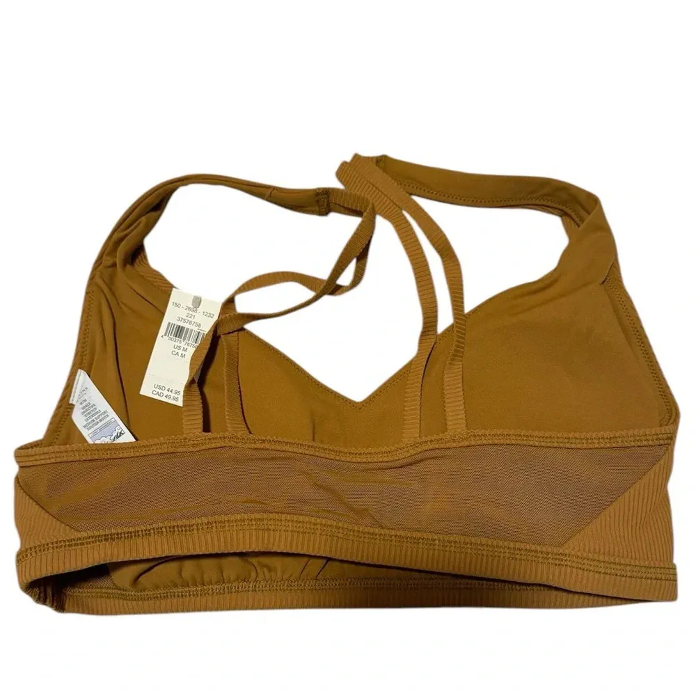 Offline By Aerie Goals Brown Ribbed Plunge Padded Sports Bra - Image 4