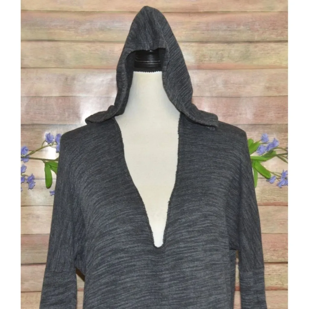 Project Social T Ladies Dark Gray Oversized Hoodie Sweatshirt Size S V-Neck - Image 2