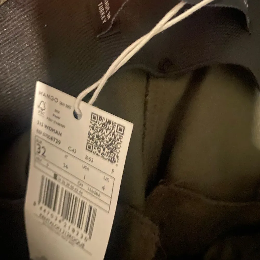 Mango Mid rise skinny olive green trouser dress pants - Image 9