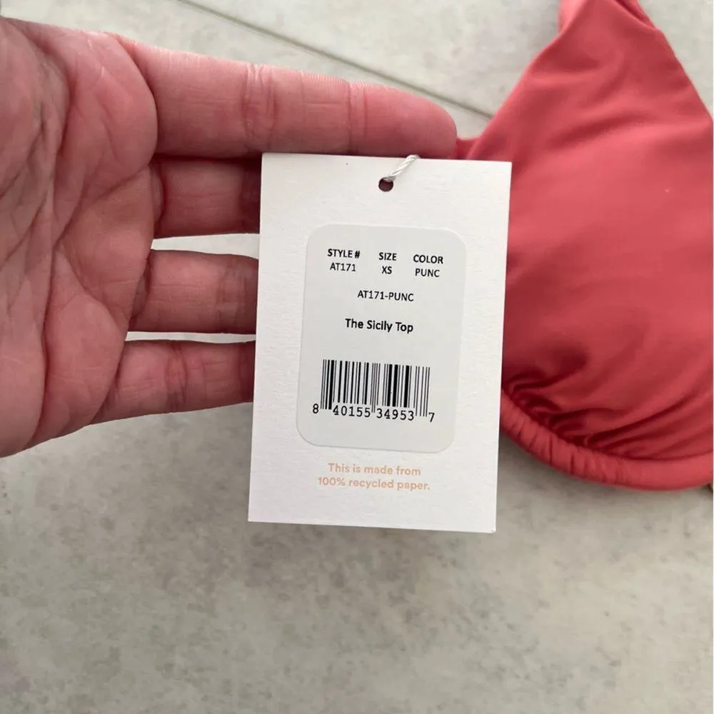 NWT Andie Swim Sicily Top Punch Pink XS Underwire Cups Bikini Bra Style Coral - Image 2