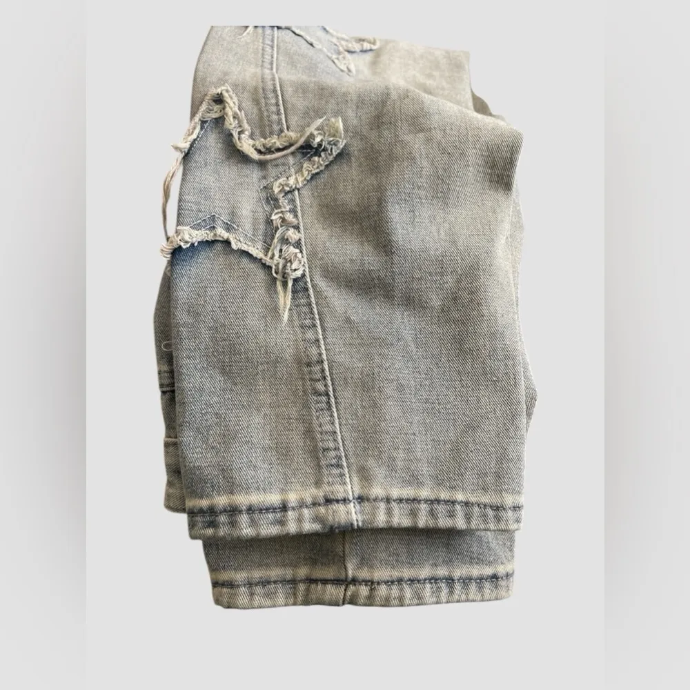 Women Loose Fit Boyfriend Jeans Baggy Y2K Straight Leg Star Patchwork Size Small - Image 10