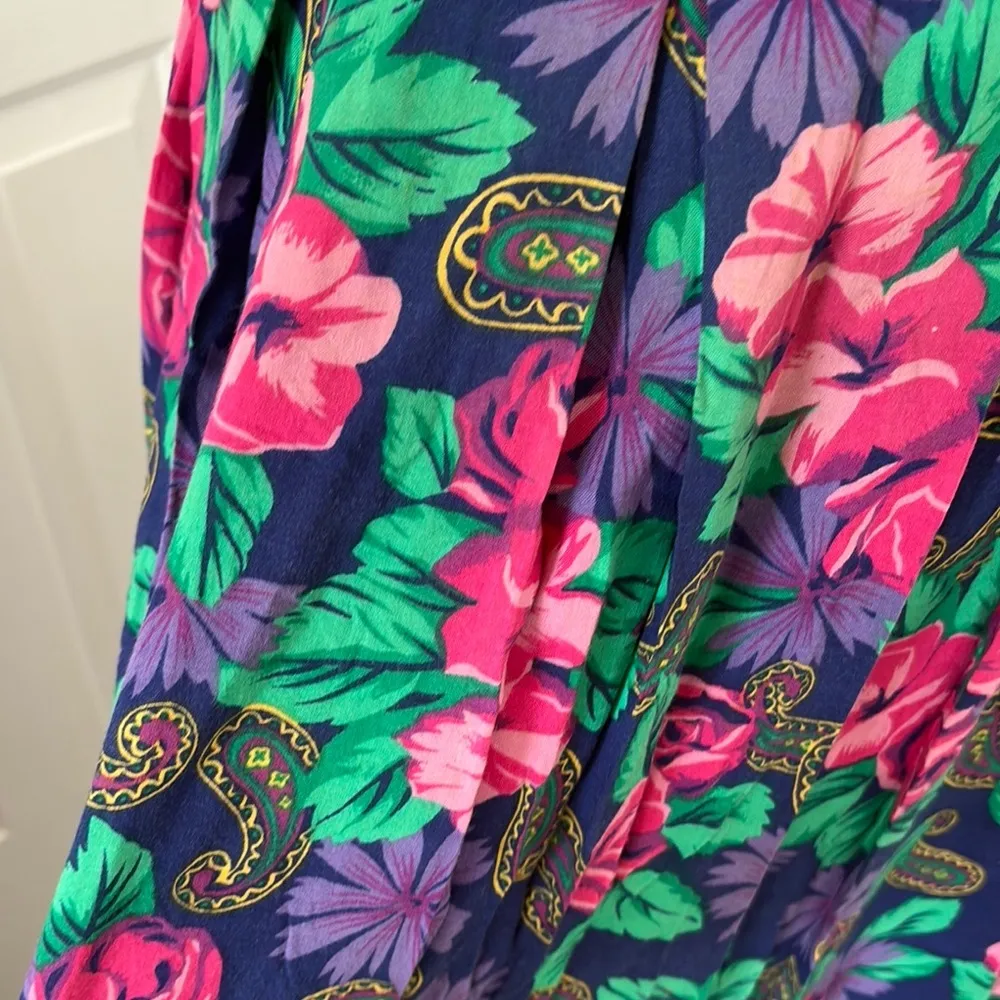 Vintage Midi Skirt with Tropical Print Pink - Image 9