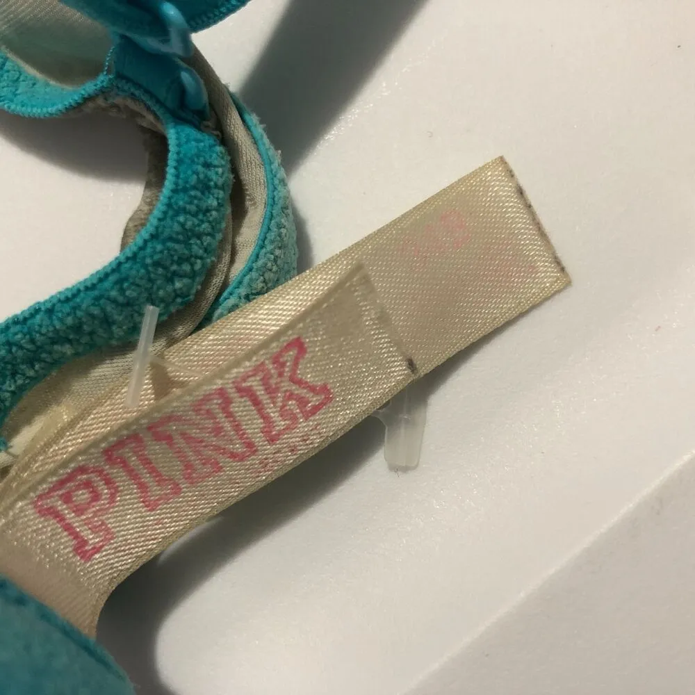 PINK Victoria's Secret Bra Lightly Lined T-Shirt Aqua Blue Gray 34B - Image 3