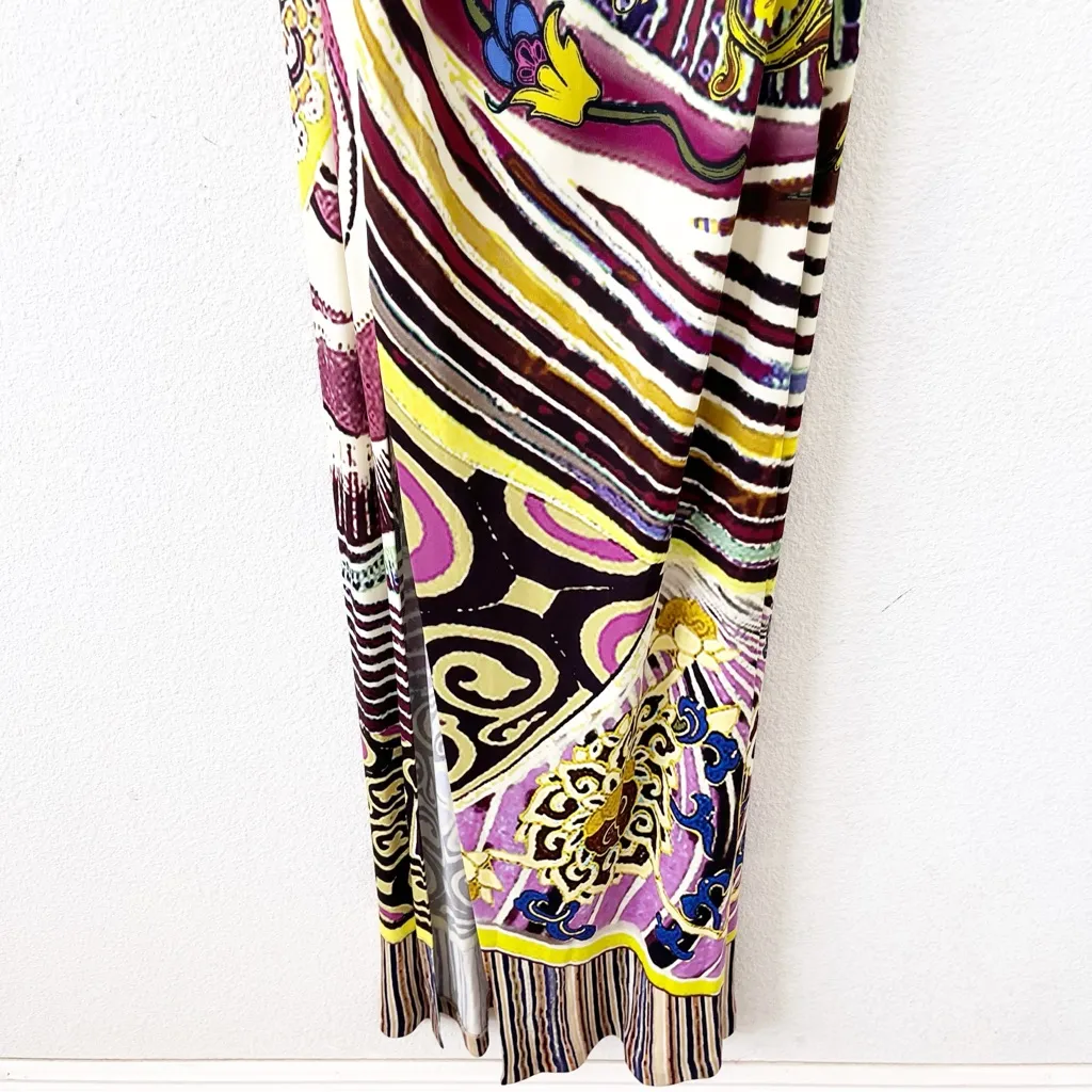 Fuzzi Jean Paul Gaultier Paisley Printed Sleeveless Maxi Dress in Multicolor Purple Size M - Image 4