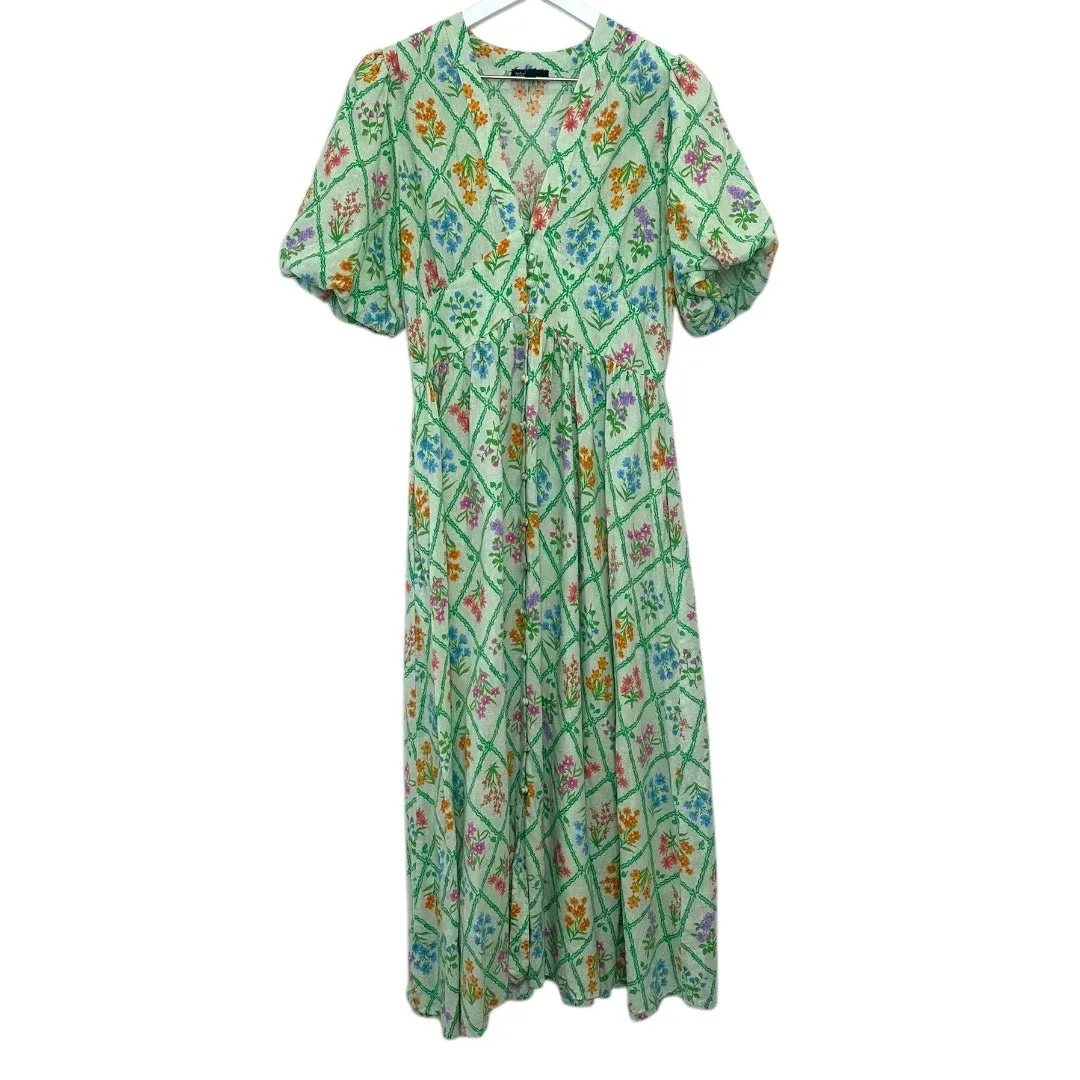Nobody’s Child x Happy Place by Fearne Cotton Floral Midi Dress Size 6 Green - Image 11
