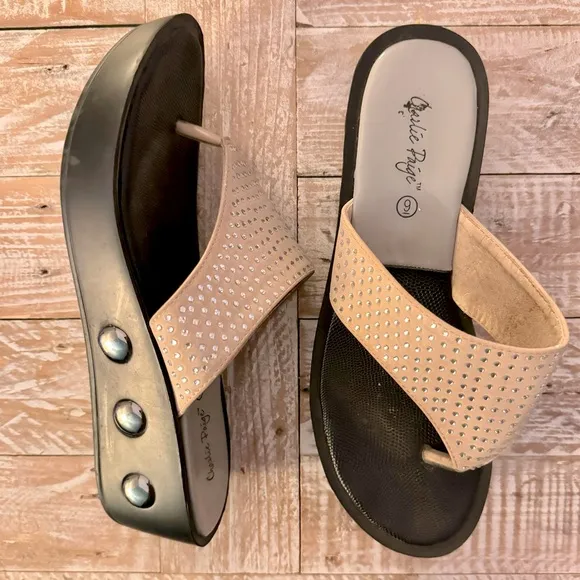 🌟Charlie Paige Rhinestone Flip Flop Wedges Sandals🌟 ~9 - Image 2