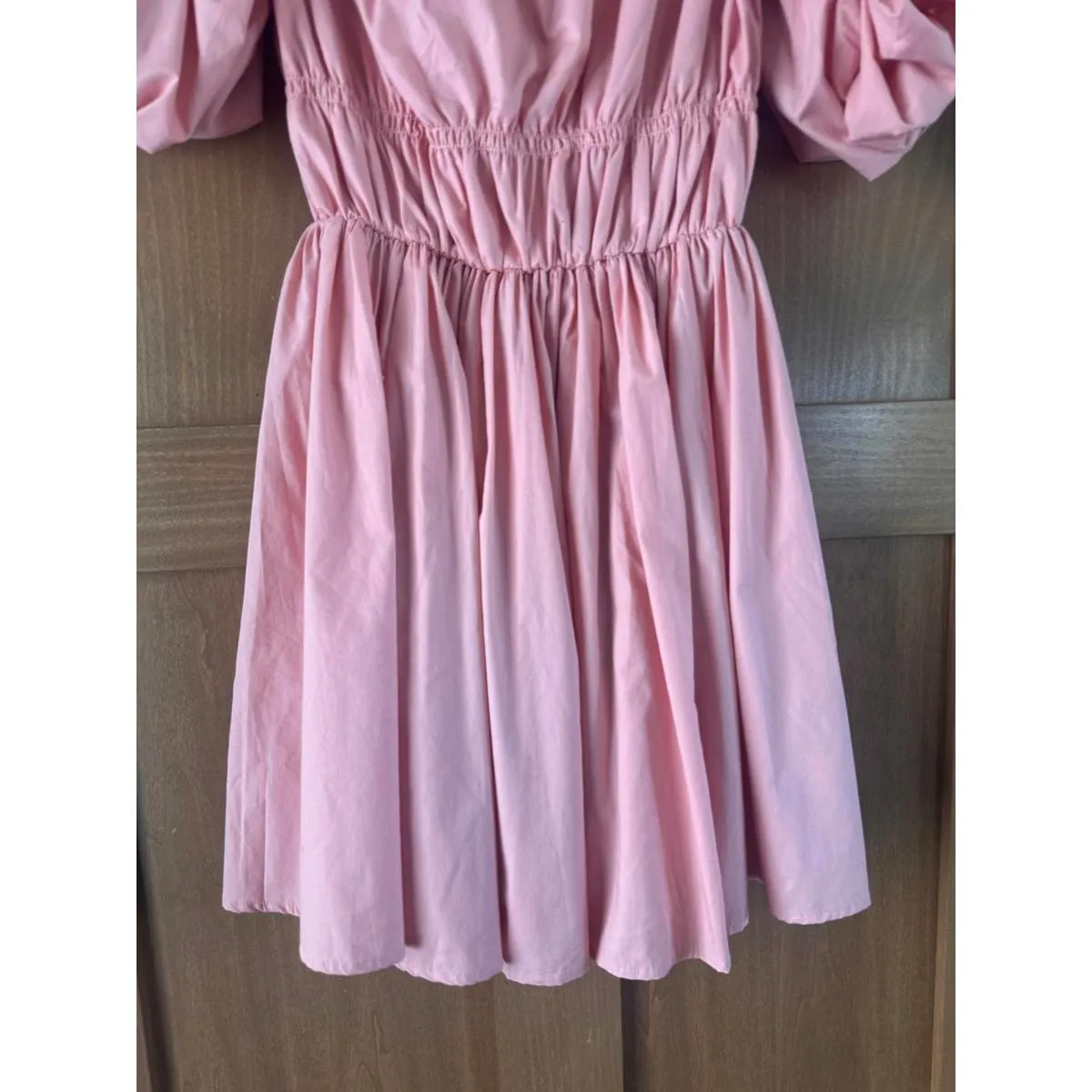 Abercrombie & Fitch Off-The-Shoulder Puff Sleeve Mini Dress Pink Women’s Medium - Image 4