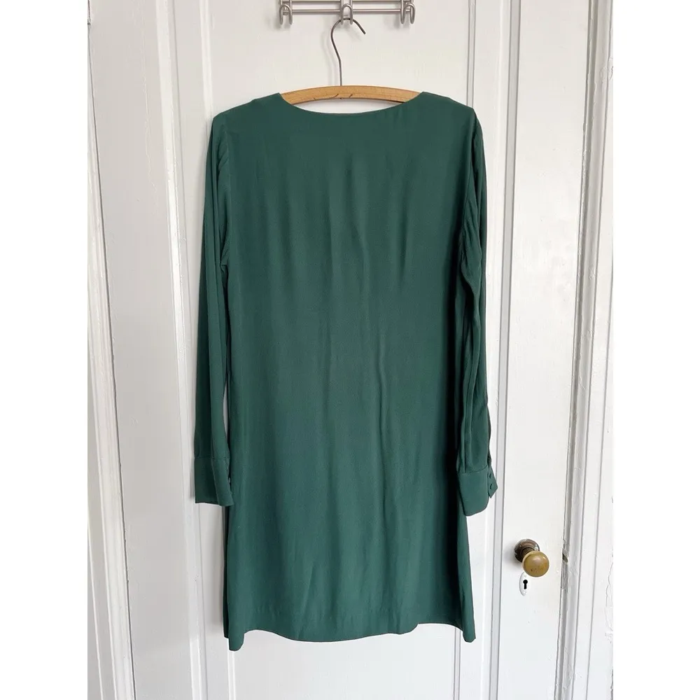 Madewell • Novel Button Front Long Sleeve Dress mini shift Smoky Spruce green - Image 8