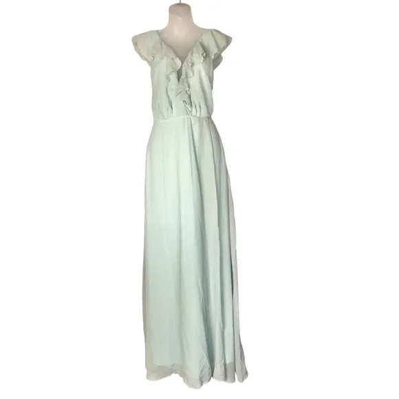 BooHoo Light Blue Chiffon Wrap Formal Maxi Dress 6 - Image 4