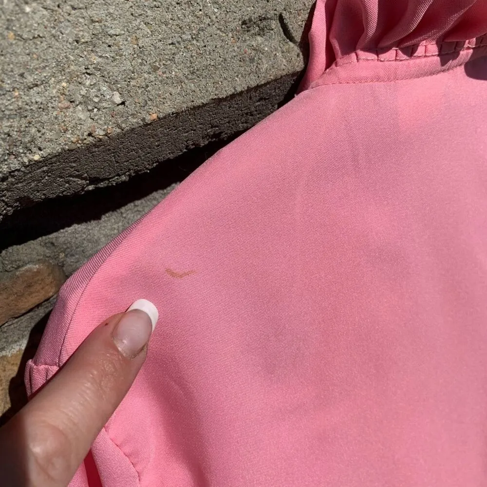 Vintage 70s Ship ‘n Shore pink ruffle secretary blouse - Image 4