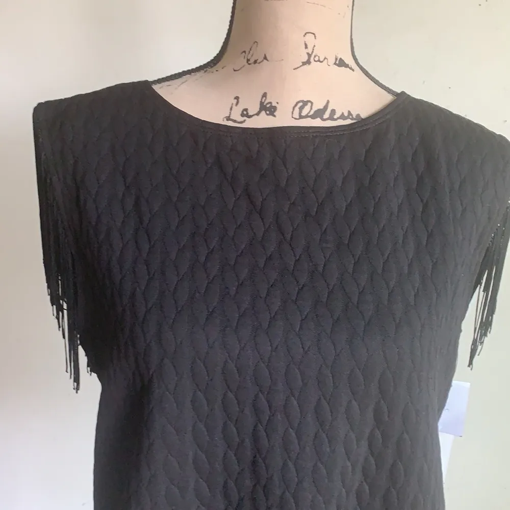 Lord & Taylor Design Lab Black Fringe Top Size Medium NWT - Image 4