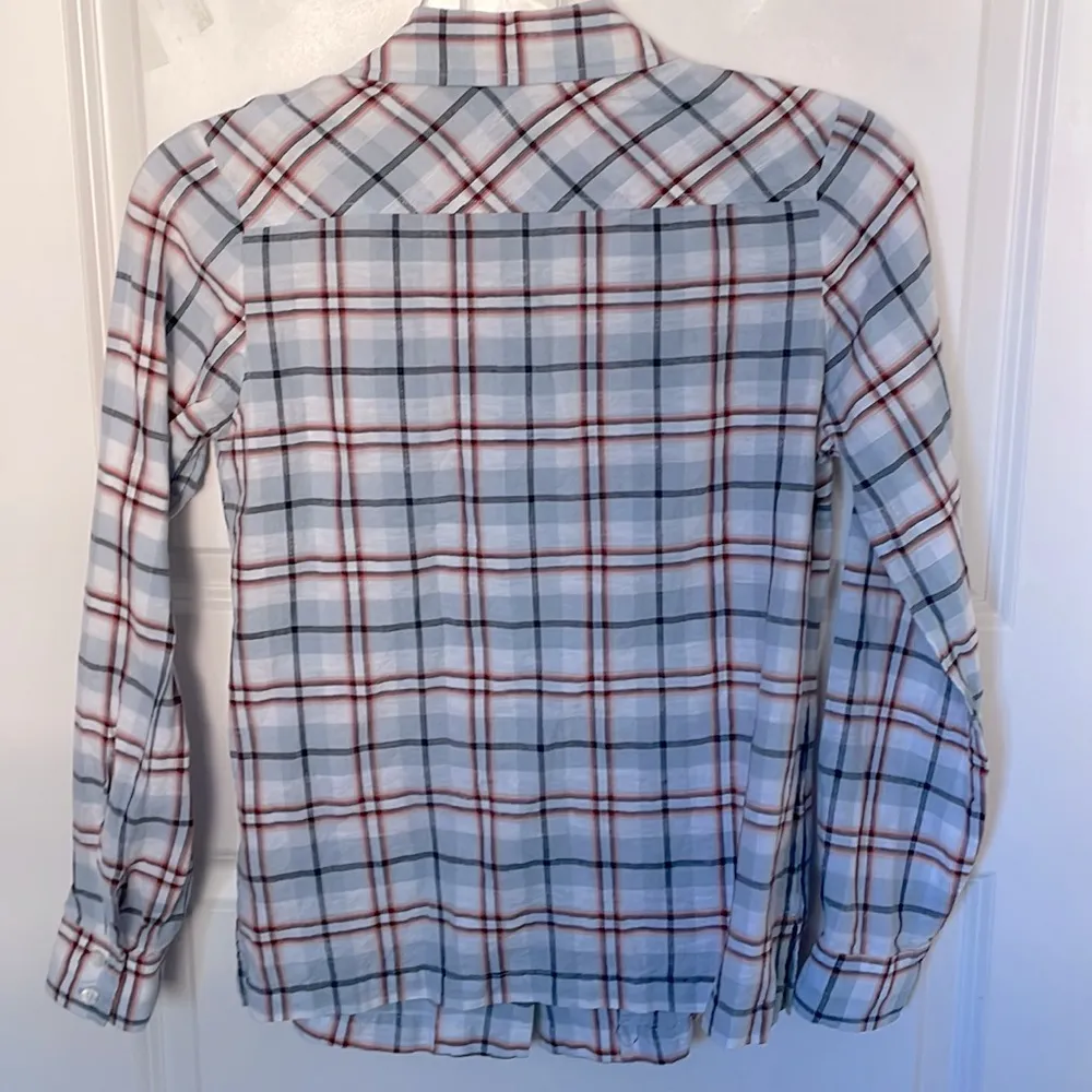 Pendleton Plaid Linen Blend Button Down Shirt Small - Image 2