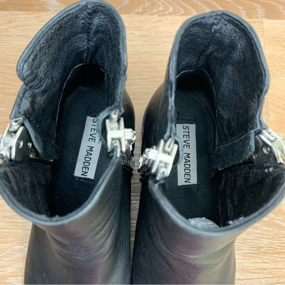 Steve Madden Lanna Black Leather Studded Ankle Boots - Image 10