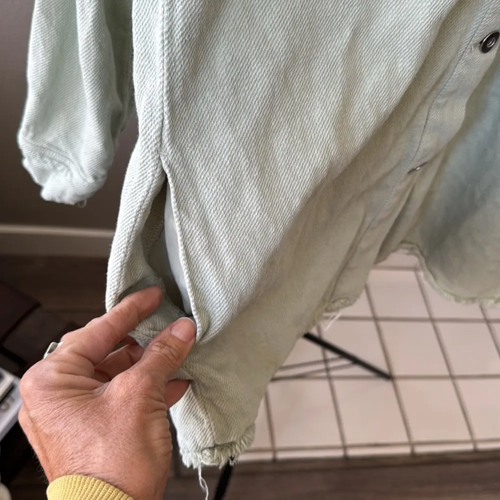 Zara Light Green Button-Up Shirt jacket oversized small - Image 2