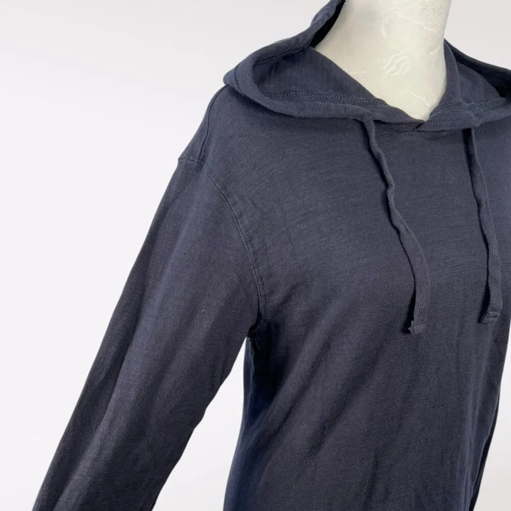 Sperry Navy Cotton Knit Hoodie Lightweight Pullover Sweatshirt Small - Image 7