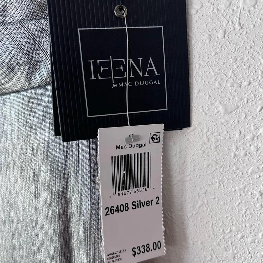 Ieena for Mac Duggal Plunging Surplice V-Neck Sleeveless Open Back Sheath Gown - Image 6