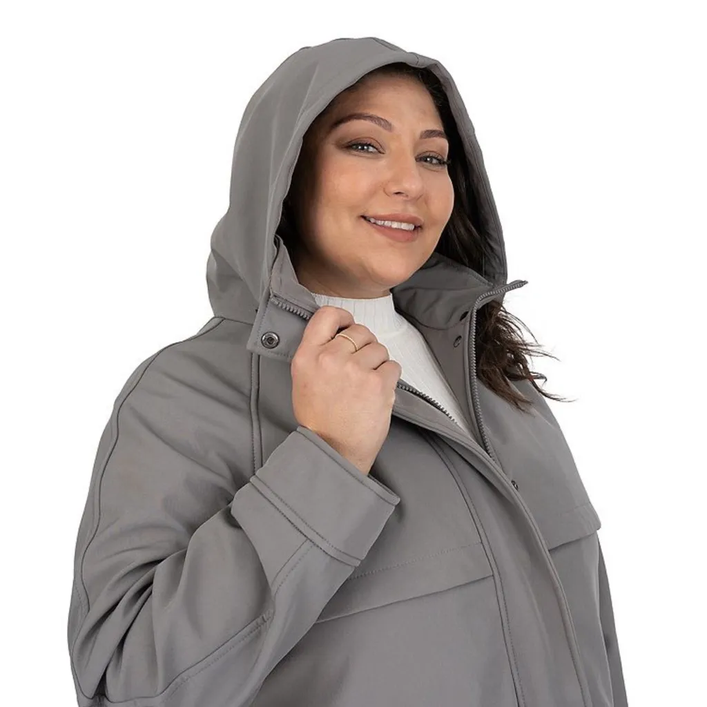 Nine West Jacket Womens 1X Gray West Modern Soft Shell Hooded Heat Insulated NEW - Image 2