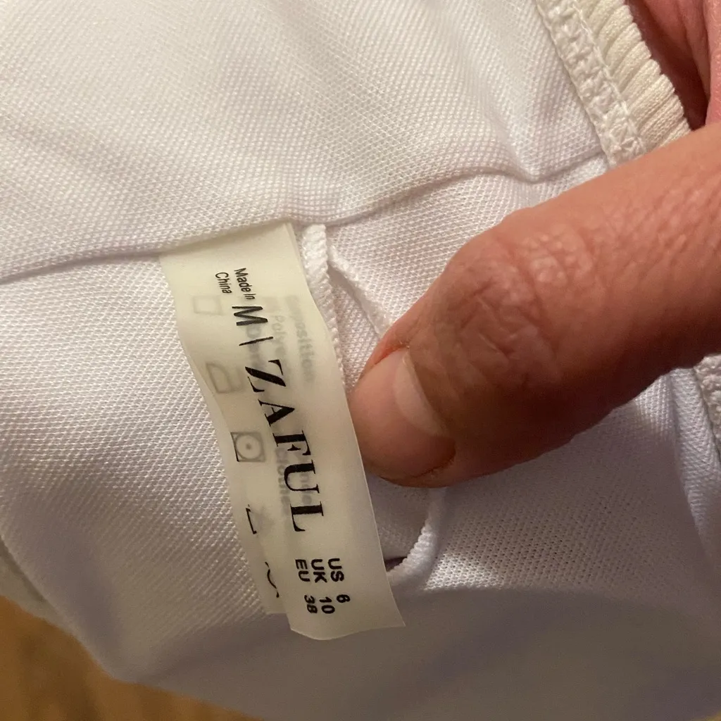 Zaful Womens White Ribbed Bandau Swim Bikini Top Size 8 Bust 34” 36” Strapless - Image 5