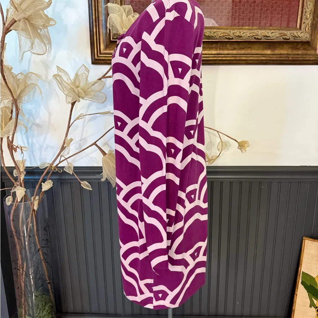 Diane Von Furstenberg Reina Purple Print 100% Silk Long Sleeve Dress ~ Size 8 💛🍄 - Image 3