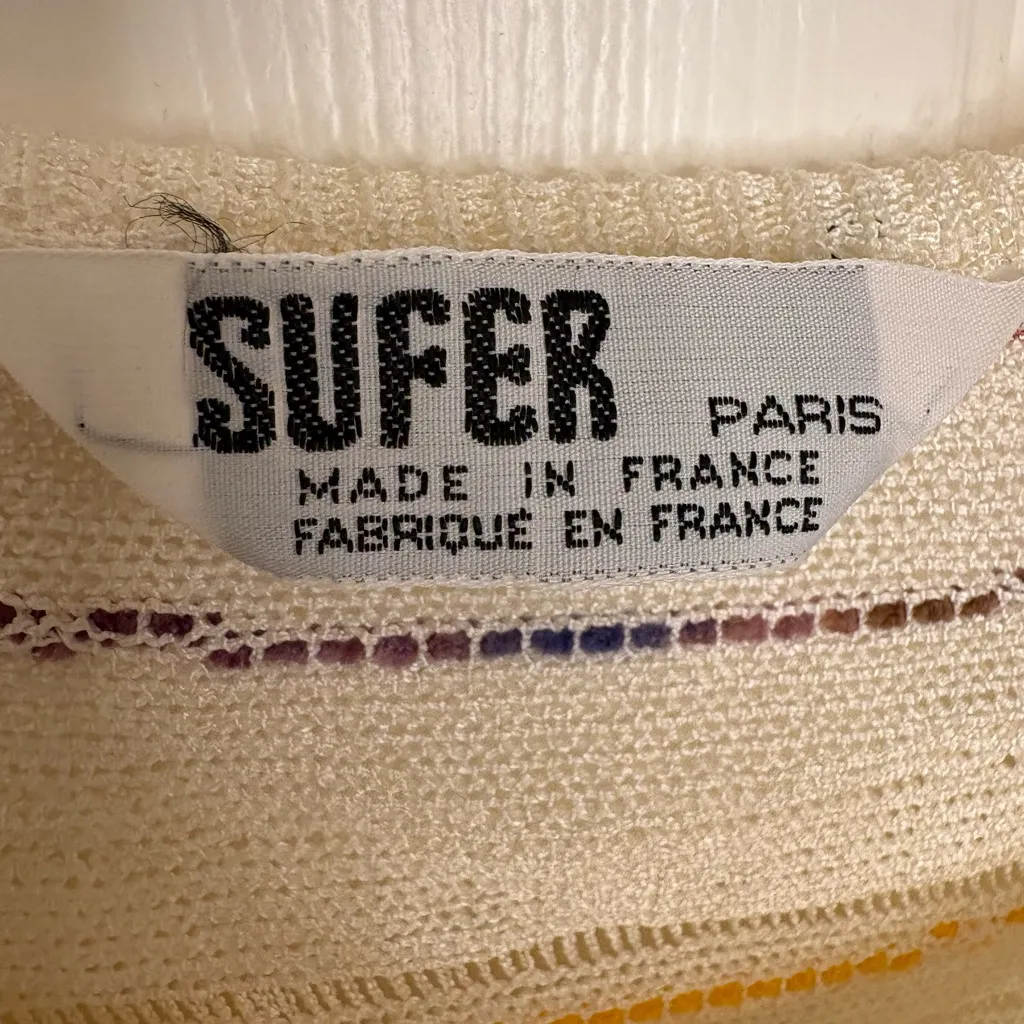 Sufer Paris Knit Stripe Tank Top Cream Rainbow Beach Vacation Style t 14 Yellow - Image 3
