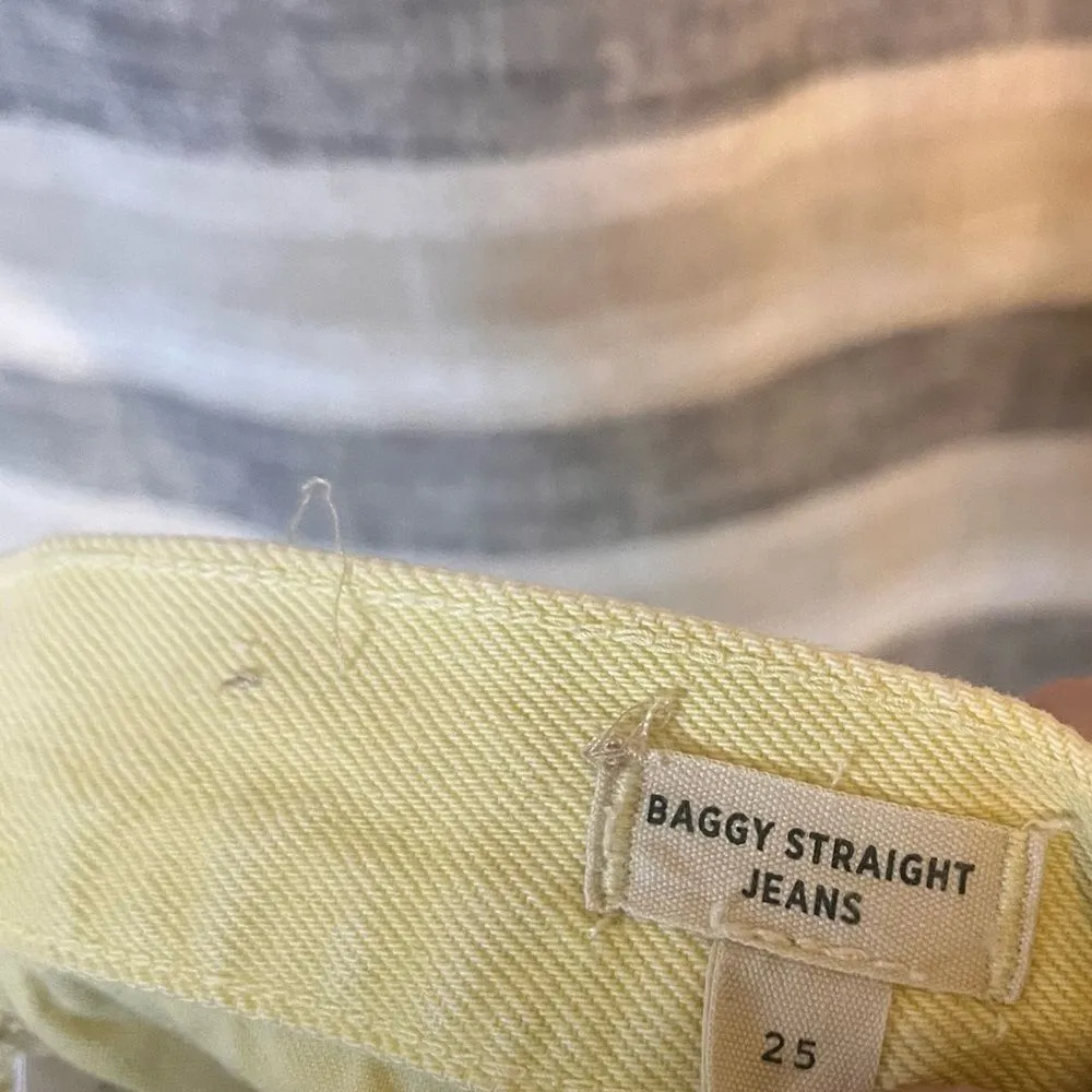 Madewell‎ Yellow Baggy Straight Jeans Size 25 - Image 6