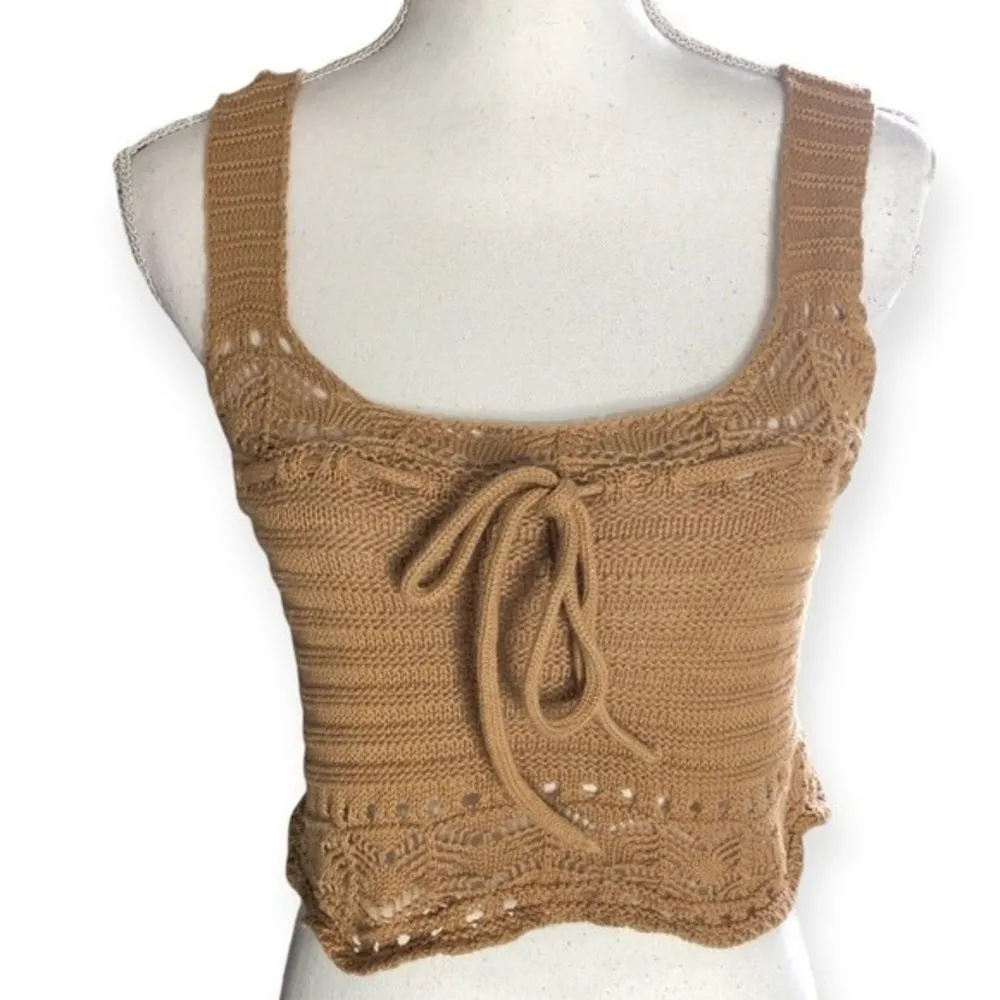 Jolie & Joy Brown Crochet Cropped Tank Top - Image 5