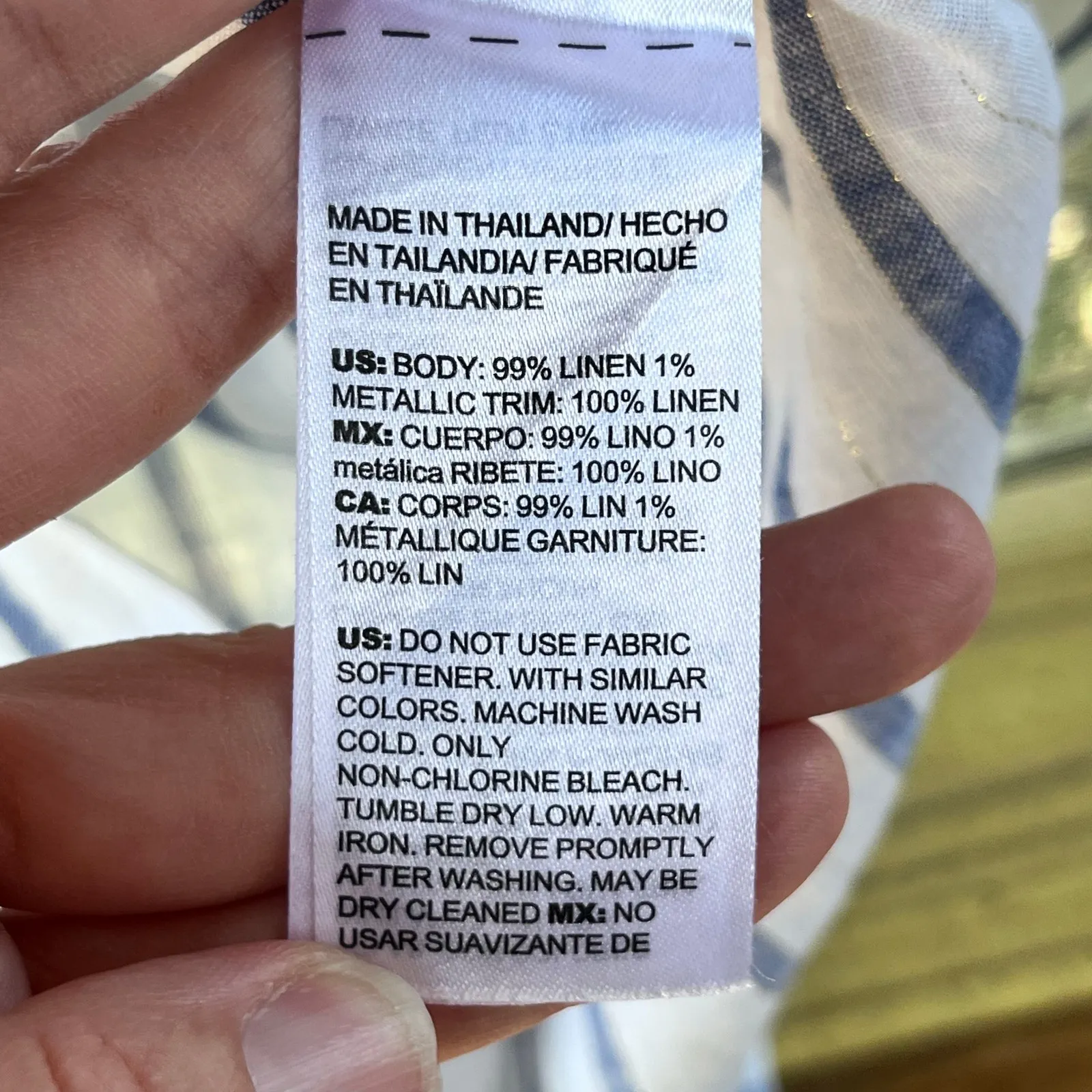 Chico's Women's White And Blue Striped 100% Linen Shirt Dress Size 0 (U.S. 4) - Image 9