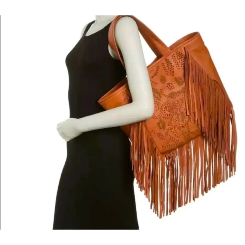 NWT Frye Leather Vivian Fringe Tote - Image 3