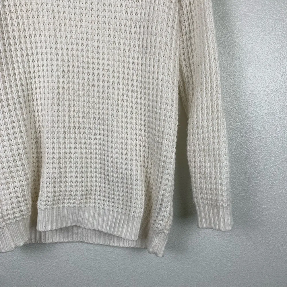 Forever 21 Chunky‎ Open Knit Long Sleeve Pullover Swester White Sz M - Image 4