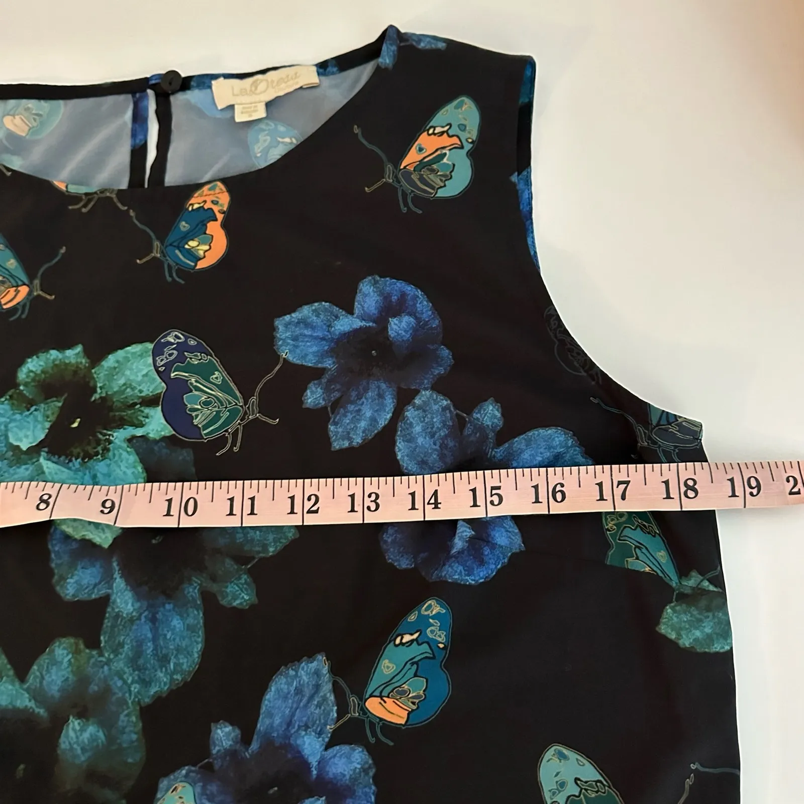 LaDress by Simone Women's Butterfly Black Blue Matching Set Size Small Floral - Image 6