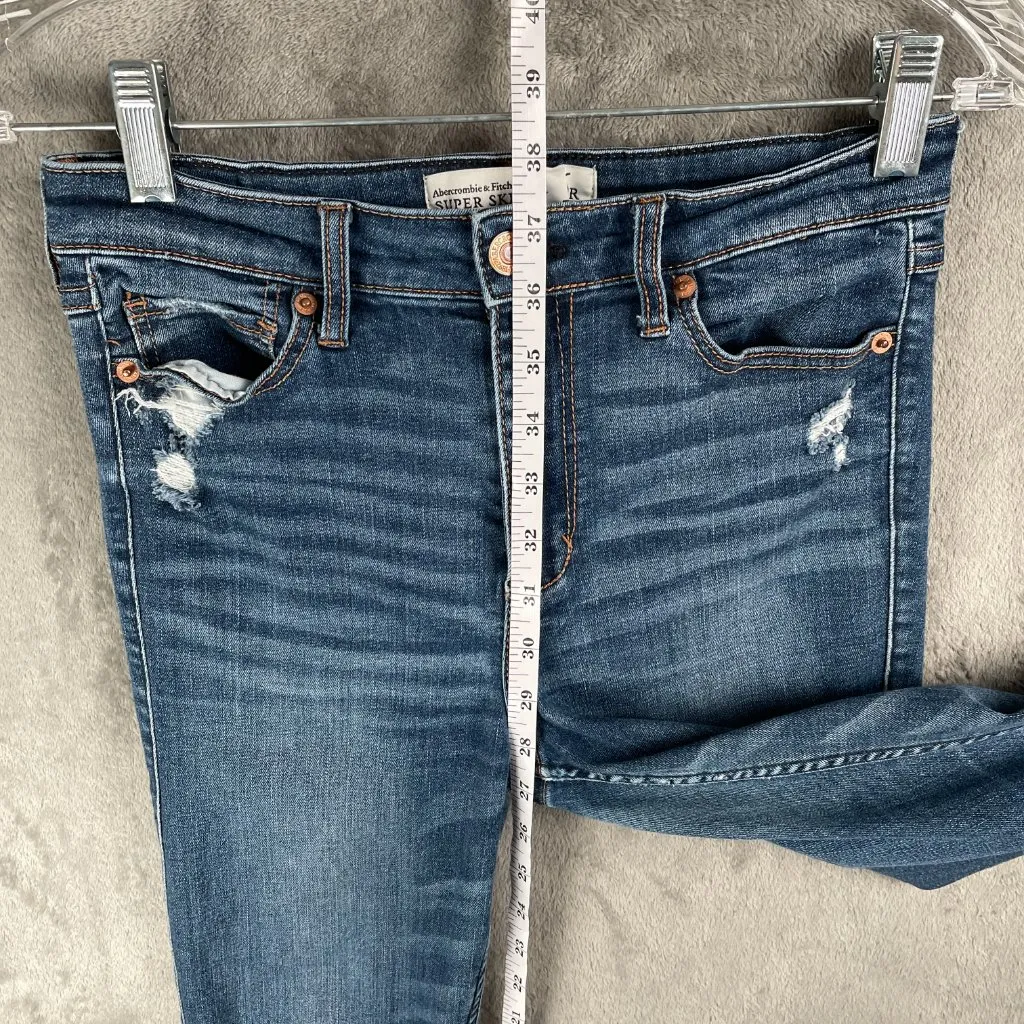 Abercrombie & Fitch Super Skinny Ankle High Rise Jeans Womens 6R Medium Wash Y2K - Image 6