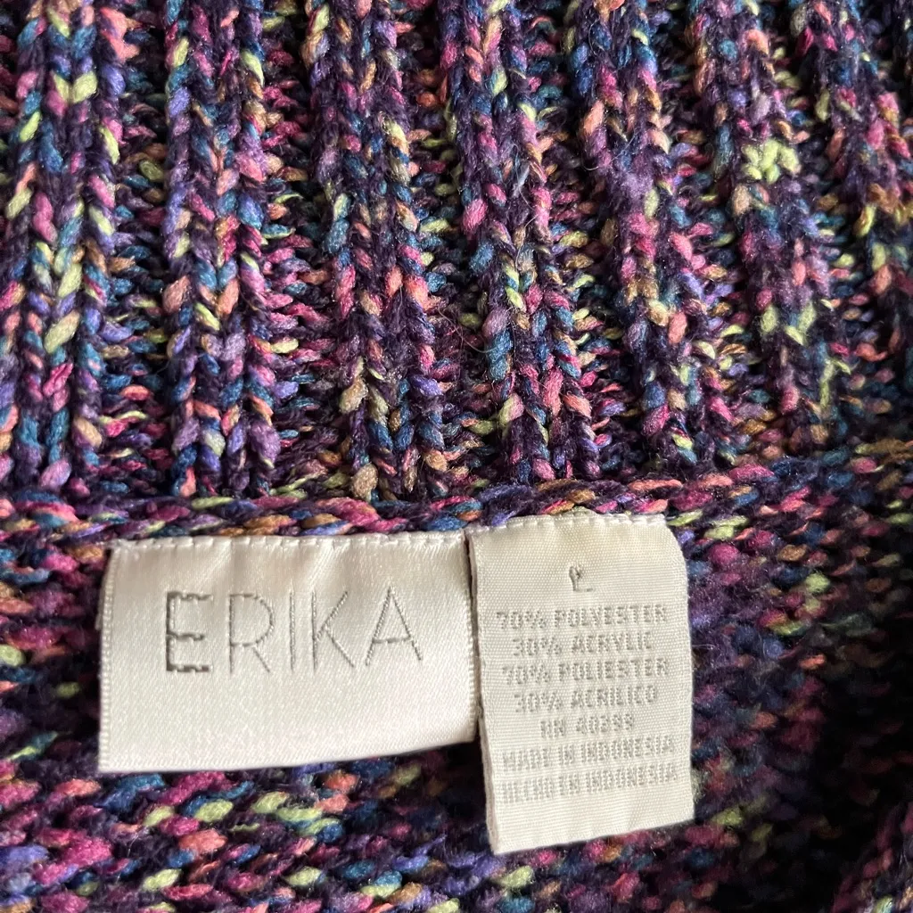 VINTAGE 90’s Erika colorful purple woven v - Image 3
