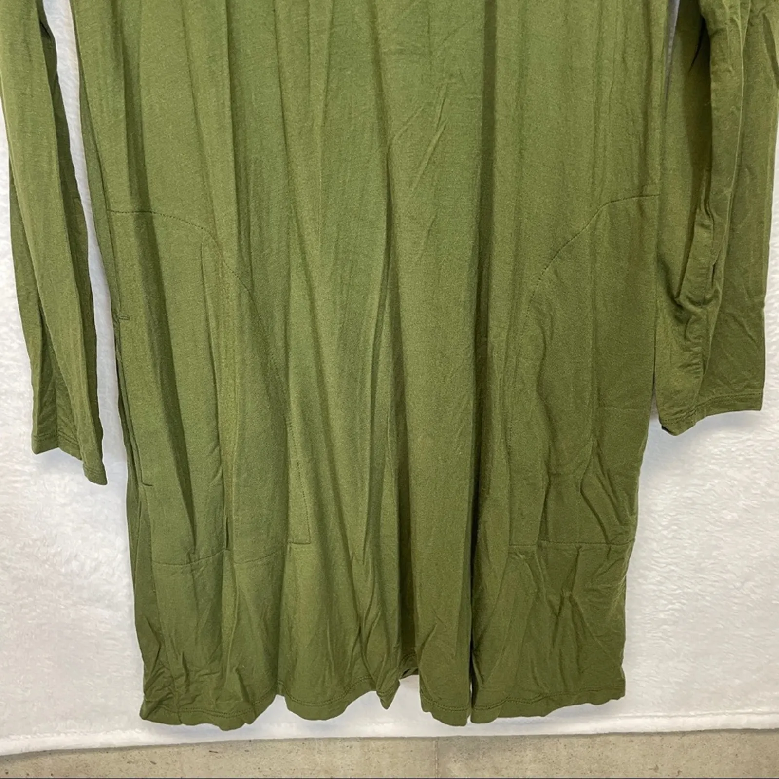 J. Crew‎ Olive Green Long Sleeve Crewneck Dress with Pockets Size M - Image 3