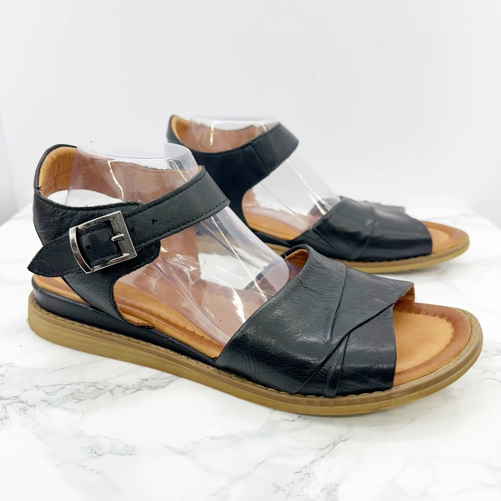 Miz Mooz Haley‎ Leather Adjustable Low Wedge Sandals Size 42 US 10.5-11 - Image 4