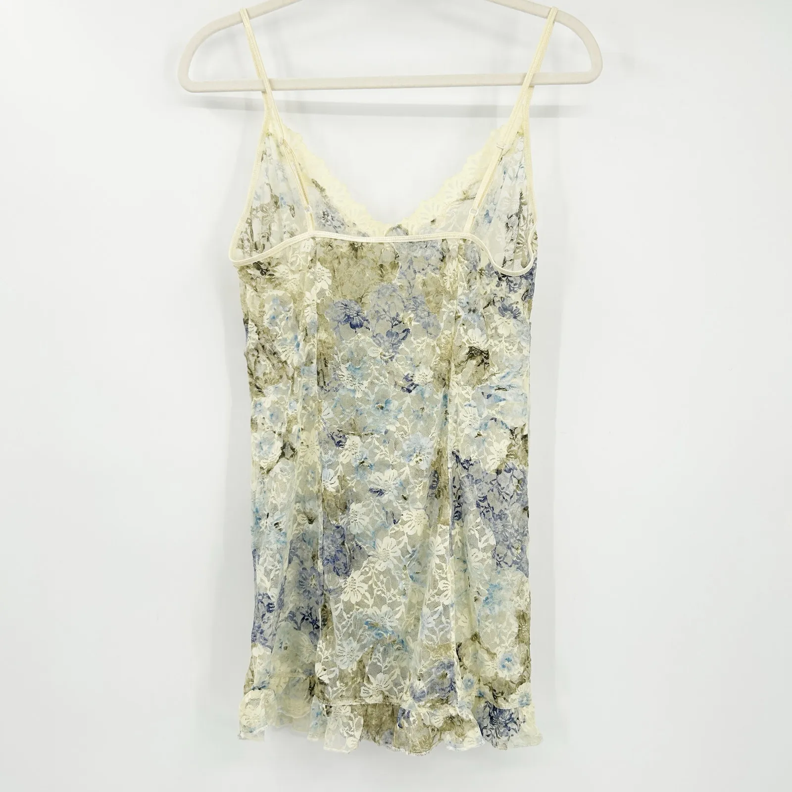 Womens Coquette Y2K Fairycore Sheer Lace Floral Cami Mini Babydoll Dress Size M Green Size M - Image 7