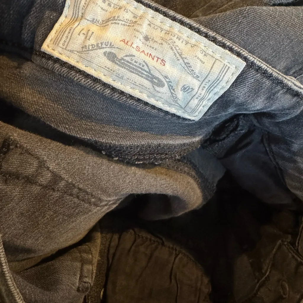 All Saints jeans black faded distressed skinny zipper ankles - Image 8