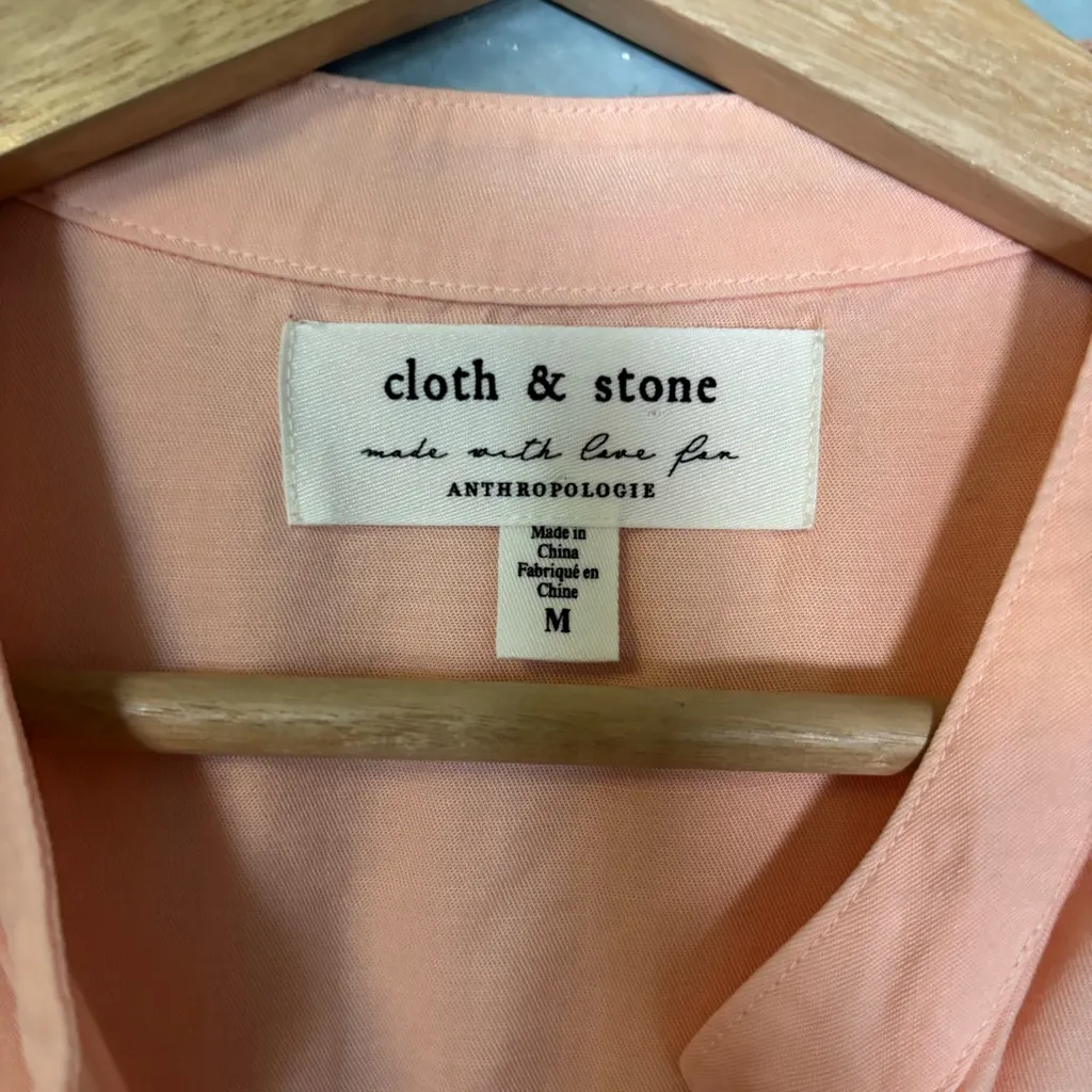 Anthropologie Cloth & Stone Peach Short Flutter Sleeve‎ Button Down - Image 2