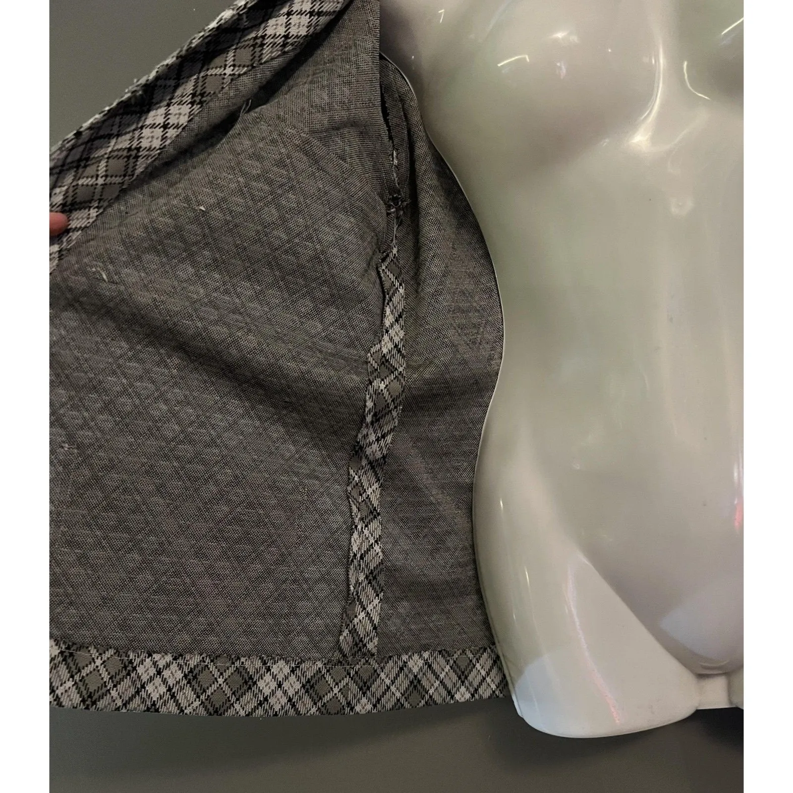 Vintage Plaid Jacket Womens Medium Gray White Black Button Up Coat 60s Mod Retro - Image 5