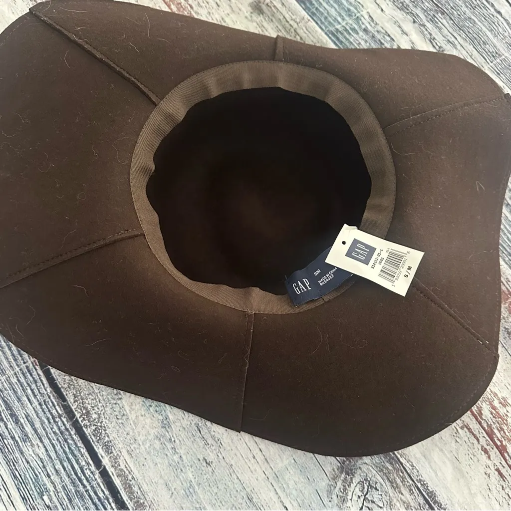 NWT GAP 100% Wool Brown Wide-Brim Hat - Image 5