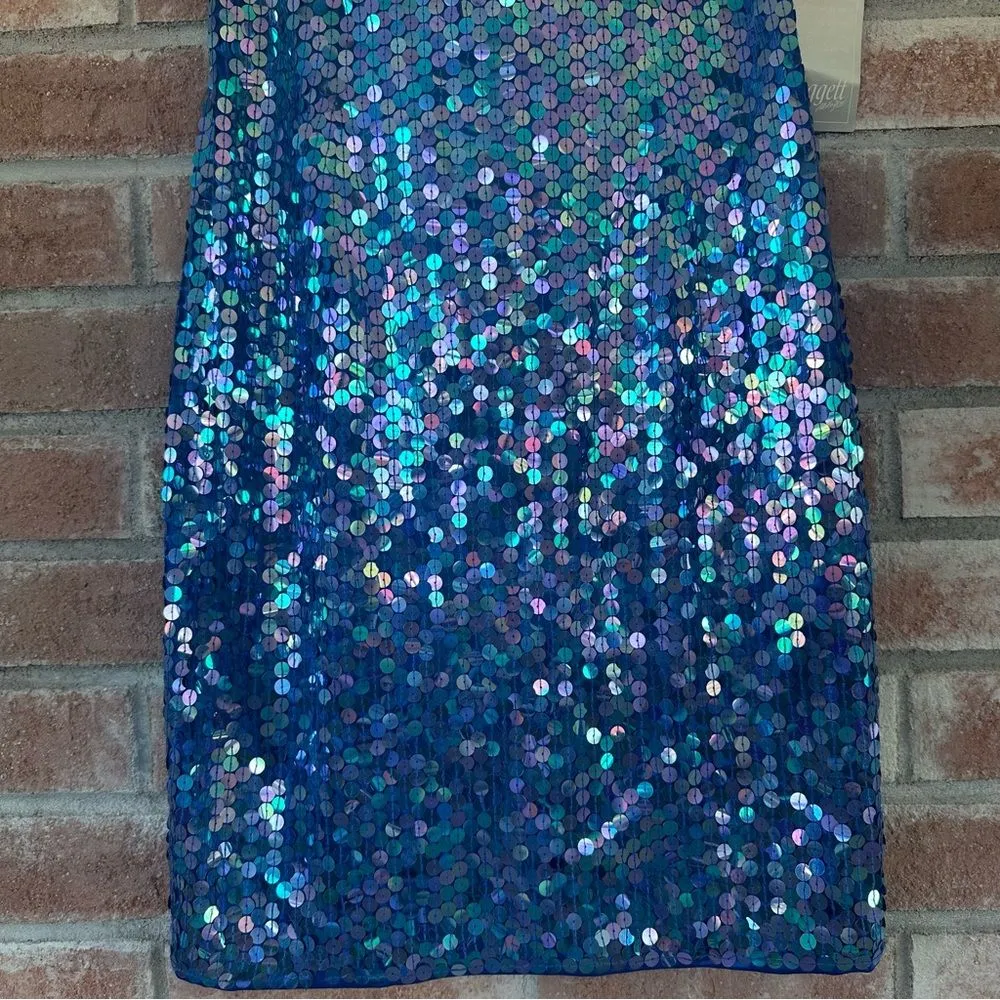 NWT Vintage 90s Niteline Della Roufogali Sequin Party Dress Blue Women’s 8 Eras - Image 3