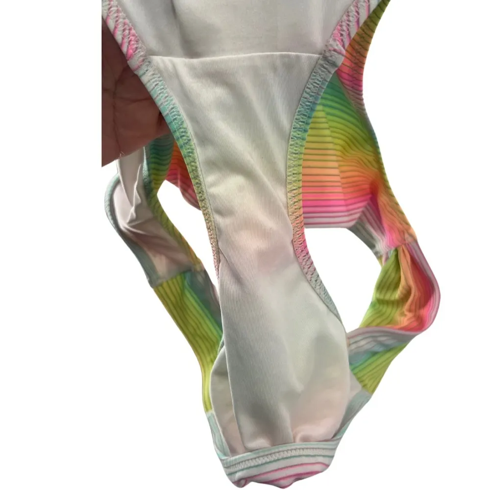 Victoria’s Secret colorful striped two piece swimsuit bikini triangle tie medium - Image 6
