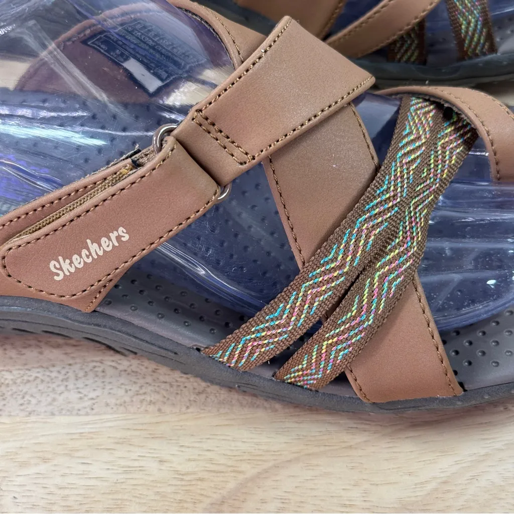 Skechers Reggae Sunday Stroll Strappy Slide Sandals Brown Rainbow Women 9 - Image 8