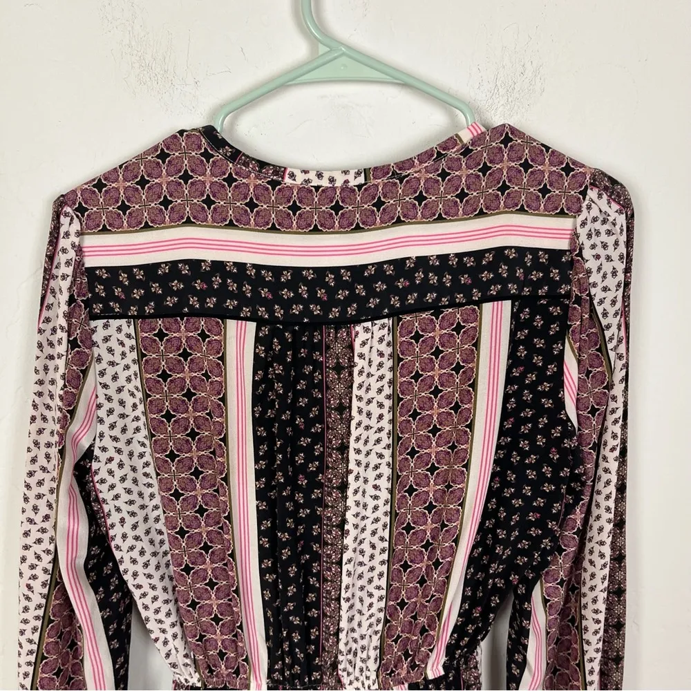 Intermix Purple Pattern Silk Drawstring Romper - Image 6