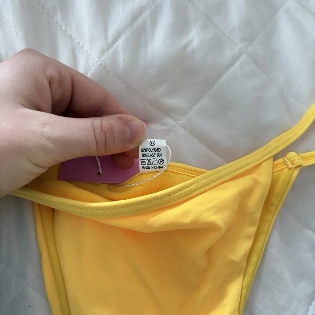 Awful Bitter Womens Size Large Classic Bikini Bottom Thong Yellow Summer Beach - Image 6