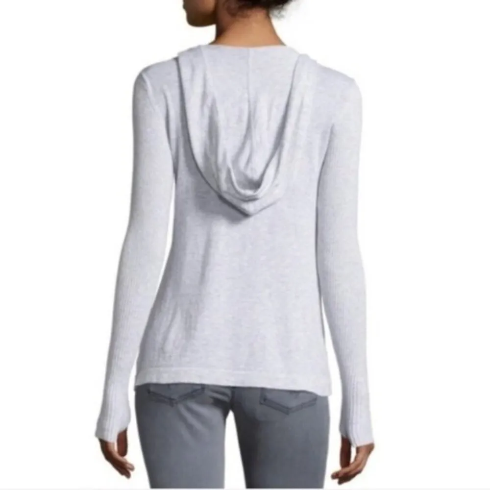 Ezra Cardigan M NWT Open Handkerchief Hem Hood Nordstrom Asymmetrical Light Blue - Image 7